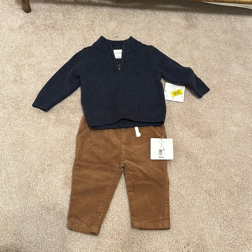 Starting out  pullover sweater and corduroy pants. 9 months   NWT.